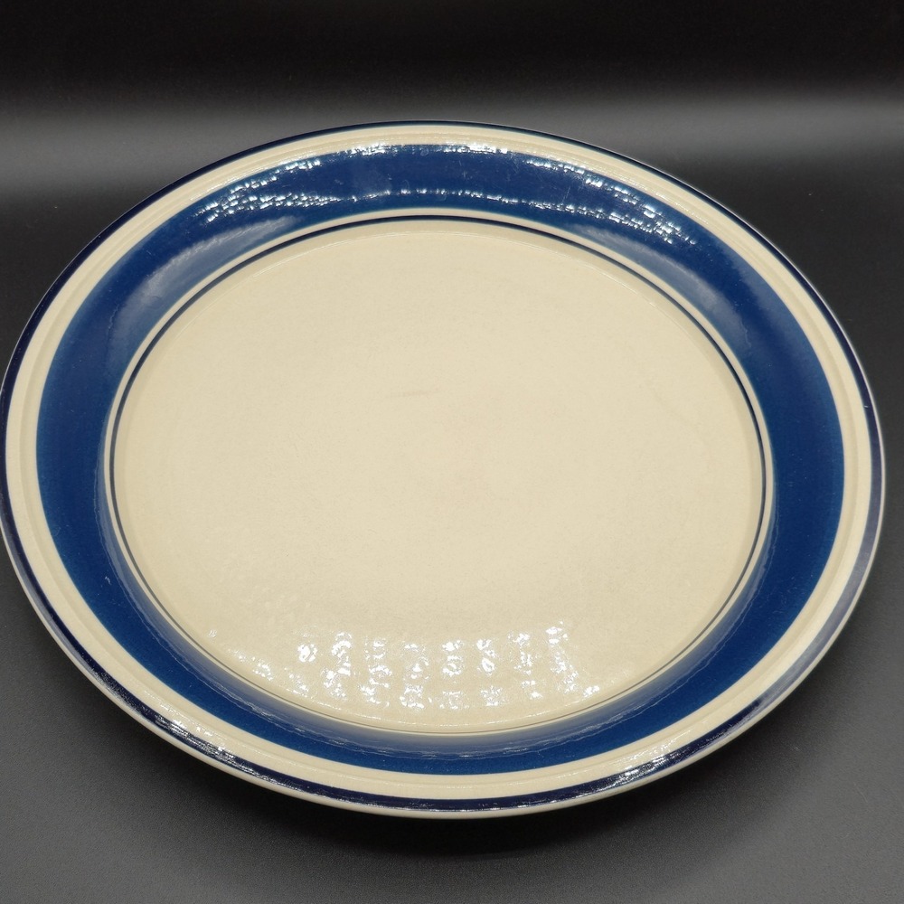 Ranmaru Trend Blue Band‎ Brown Band  12" Platter Stoneware Japan Vtg Serving